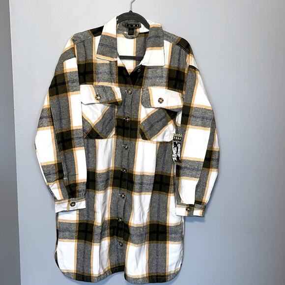 Brushed Flannel Heavyweight Button Down Flannel Shacket with Pockets XL - Picture 5 of 11